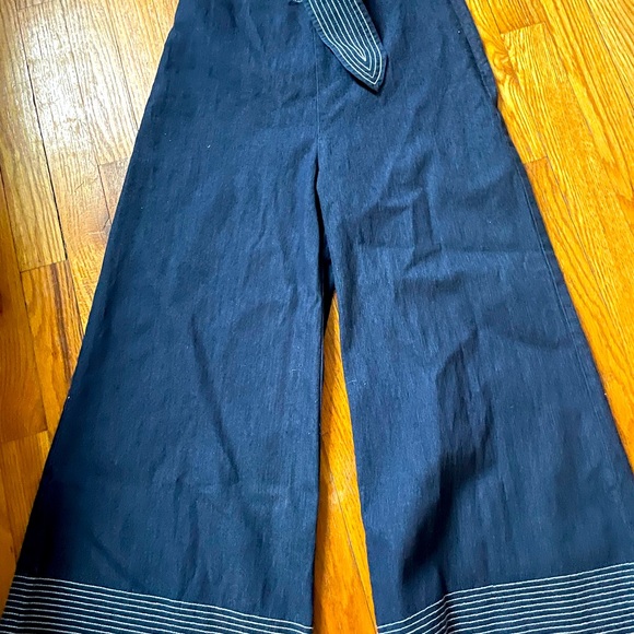 Jean halter and matching wide leg cropped bell pants. - Picture 3 of 3